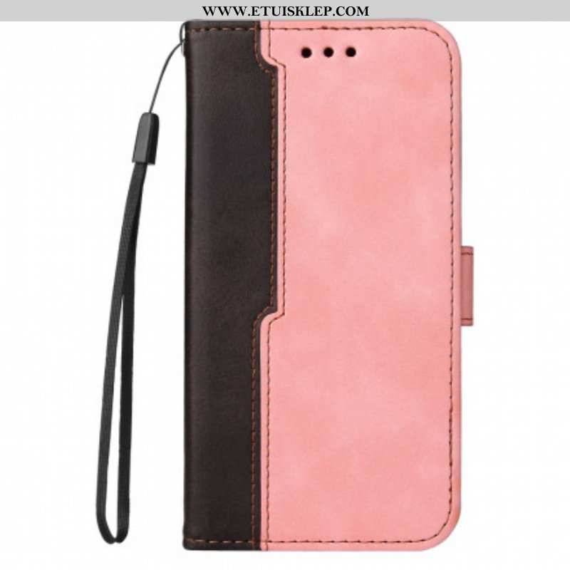 Etui Folio do Oppo A94 5G Kolorowa Dwukolorowa Sztuczna Skóra